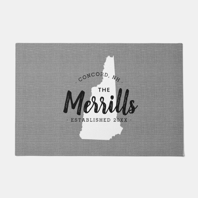 New Hampshire Familie Monogram Staat Doormat Deurmat (Voorkant)