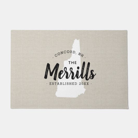 New Hampshire Familie Monogram Staat Doormat Deurmat (Voorkant)