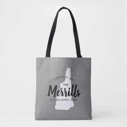 New Hampshire Family Monogram State Canvas tas (Voorkant)