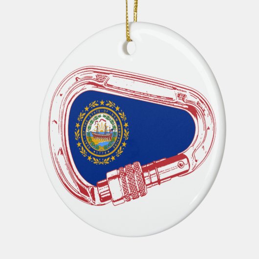 New Hampshire Flag Climate Carabiner Keramisch Ornament (Links)