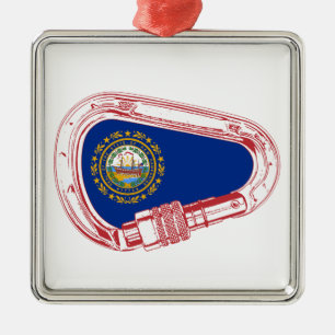 New Hampshire Flag Climate Carabiner Metalen Ornament