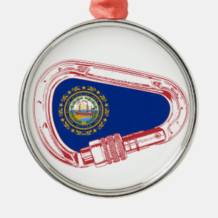 New Hampshire Flag Climate Carabiner Metalen Ornament