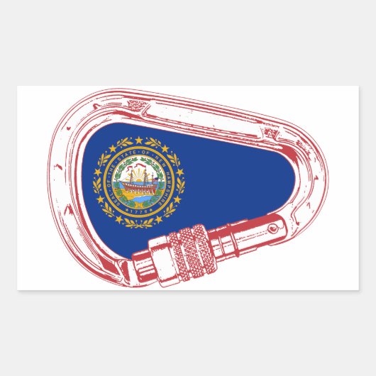 New Hampshire Flag Climate Carabiner Rechthoekige Sticker (Voorkant)