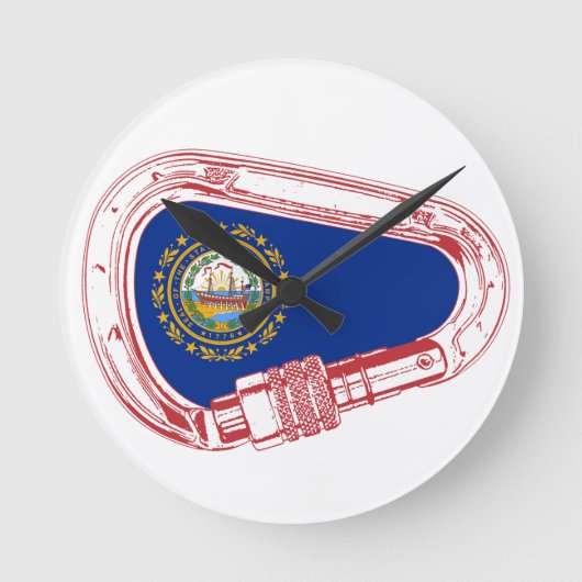 New Hampshire Flag Climate Carabiner Ronde Klok (Voorkant)