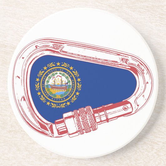 New Hampshire Flag Climate Carabiner Zandsteen Onderzetter (Voorkant)