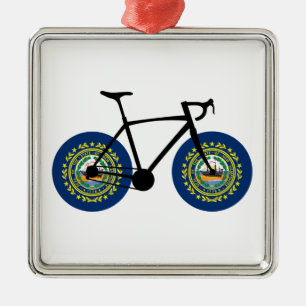 New Hampshire Flag Cycling Metalen Ornament