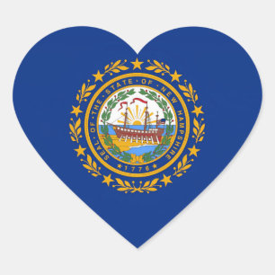 New Hampshire Flag Hart Sticker