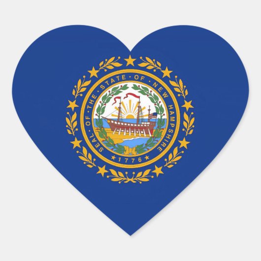 New Hampshire Flag Hart Sticker (Voorkant)