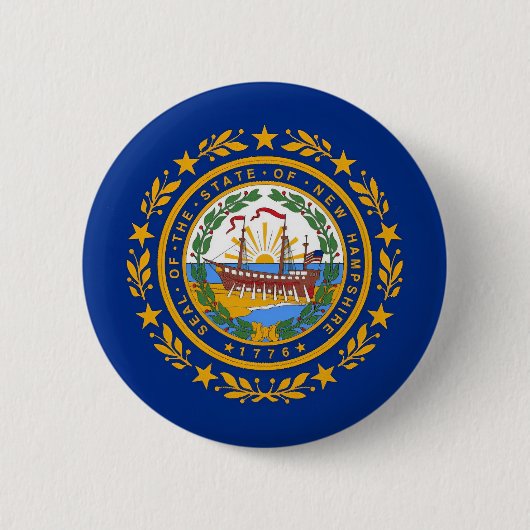 New Hampshire Flag Ronde Button 5,7 Cm (Voorkant)