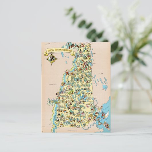 New Hampshire Funny Map Briefkaart (Staand voorkant)