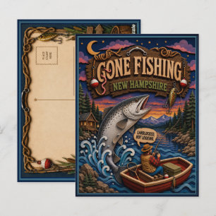 New Hampshire Gone Fishing Atlantische Zalm Briefkaart