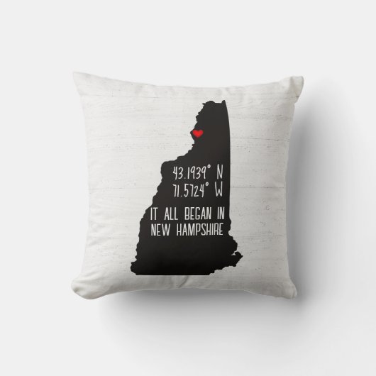 New Hampshire GPS-coördinaten met hart Kussen (Voorkant)