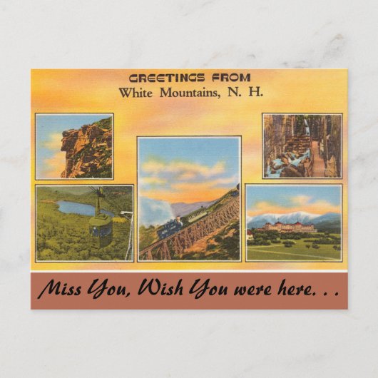 New Hampshire, Greetings uit de White Mountains Briefkaart (Voorkant)