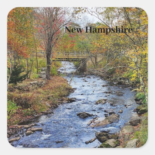New Hampshire herfstrivier Vierkante Sticker (Voorkant)