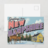 New Hampshire Herten Winterse Landschap Briefkaart (Voorkant / Achterkant)