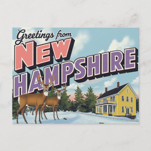 New Hampshire Herten Winterse Landschap Briefkaart (Voorkant)