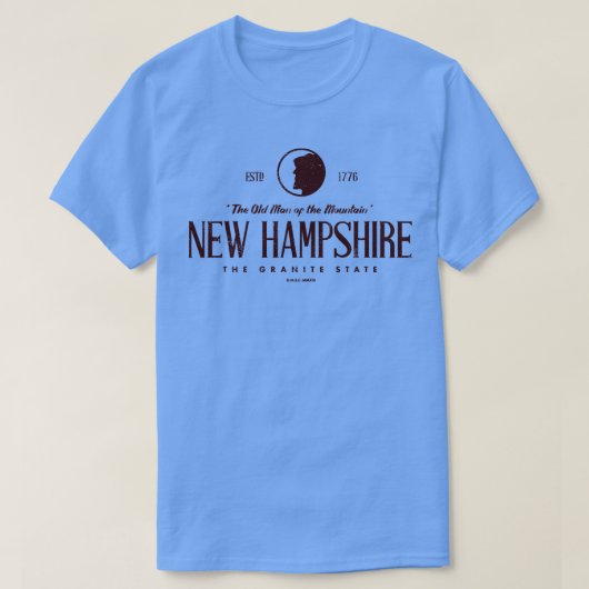 New Hampshire Het oude Man van de Mountain Brown T-shirt (Design voorkant)