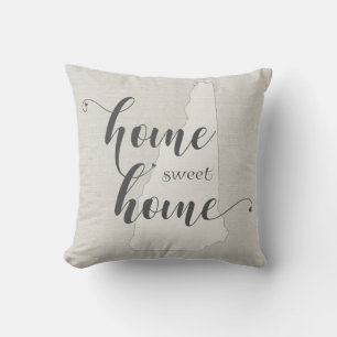 New Hampshire - Home Sweet Home burlap-look Kussen