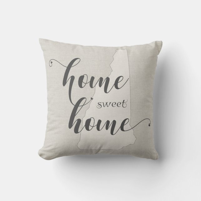 New Hampshire - Home Sweet Home burlap-look Kussen (Voorkant)