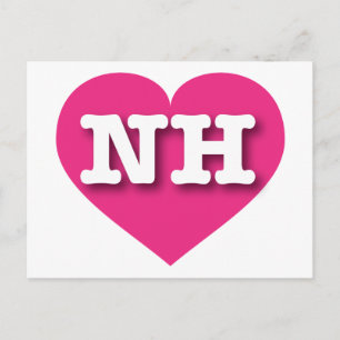 New Hampshire Hot Pink Heart - Ik hou van NH Briefkaart