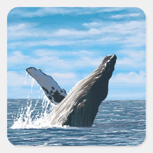 New Hampshire Humpback Whale Scene Vierkante Sticker (Voorkant)