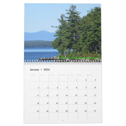 New Hampshire Lakes Vacation Photography Calendar Kalender (Jan 2026)