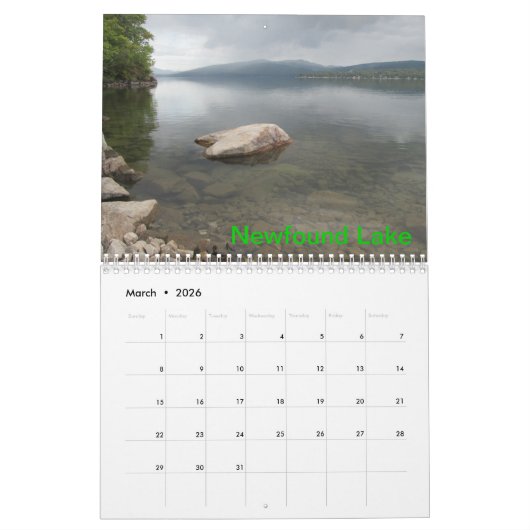 New Hampshire Lakes Vacation Photography Calendar Kalender (Mar 2026)