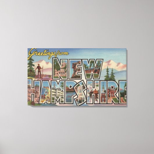 New Hampshire - Large Letter Scenes Canvas Afdruk (Voorkant)