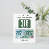 New Hampshire licence bord honderdjarig Briefkaart (Staand voorkant)