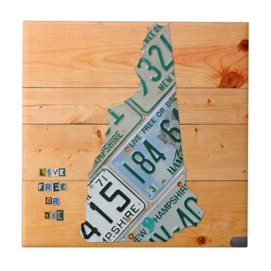 New Hampshire License Bord Map keramische tegel Tegeltje (Voorkant)