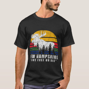 New Hampshire Live Or Die Vintage Moose Forest T-shirt
