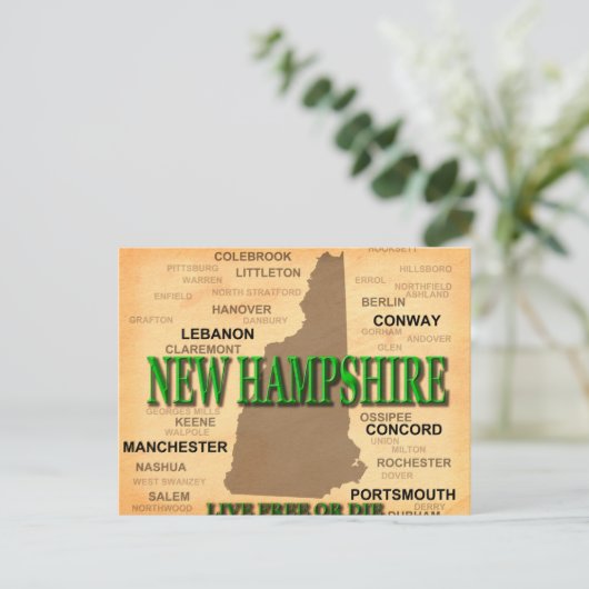 New Hampshire Map Briefkaart (Staand voorkant)
