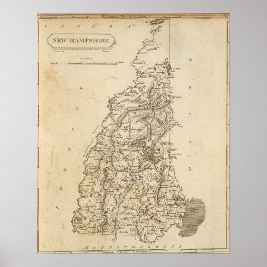 New Hampshire Map door Arrowsmith Poster (Voorkant)