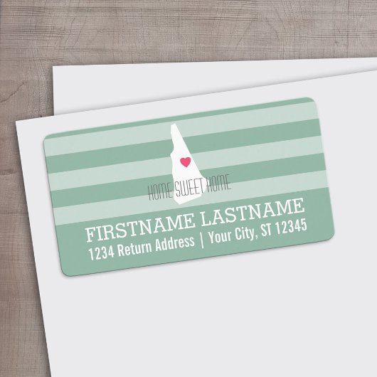 New Hampshire Map Home State Love - Custom Heart Etiket