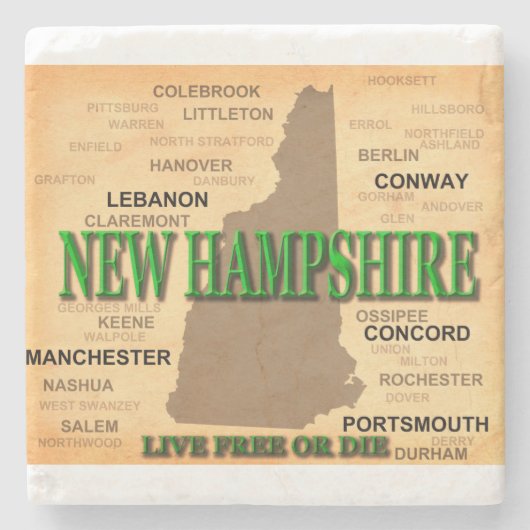 New Hampshire  Map Stenen Onderzetter (Voorkant)