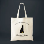 New Hampshire Map Wedding Welcome Bag Tas, Black Tote Bag<br><div class="desc">Het weekend van de bruiloft heet cadeautas voor gasten uit de stad voor je bruiloft,  met afbeelding van New Hampshire,  met gouden hart. Vul tas met je favoriete godies.</div>