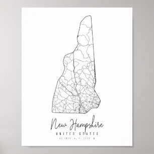 New Hampshire Minimal Street Map Poster