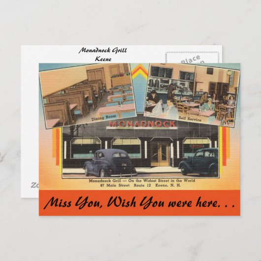 New Hampshire, Monadnock Grill, Keene Briefkaart (Voorkant / Achterkant)
