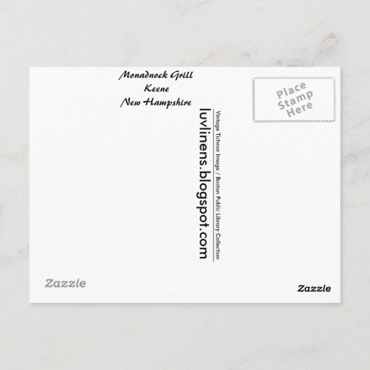 New Hampshire, Monadnock Grill, Keene Briefkaart (Achterkant)