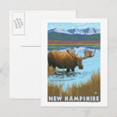 New Hampshire Moose Drink in Lake Briefkaart (Voorkant / Achterkant)