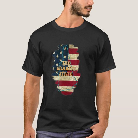 New Hampshire NH Amerikaanse vlag motto T-shirt (Voorkant)