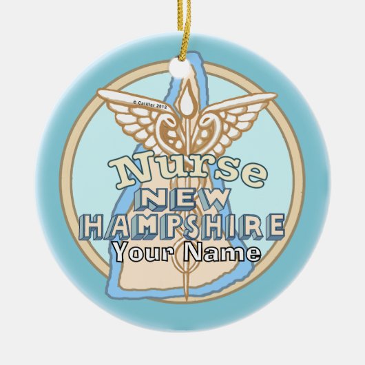 New Hampshire Nurse Caduceus Keramisch Ornament (Voorkant)