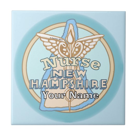 New Hampshire Nurse Caduceus Tile Tegeltje (Voorkant)