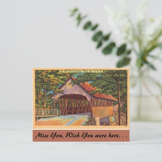 New Hampshire, Old Covered Bridge, White Mountains Briefkaart (Staand voorkant)
