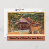 New Hampshire, Old Covered Bridge, White Mountains Briefkaart (Voorkant / Achterkant)