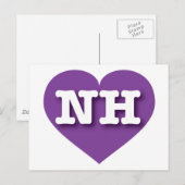 New Hampshire Paarse Hart - Grote Liefde Briefkaart (Voorkant / Achterkant)