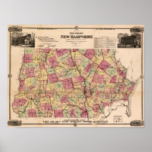 New Hampshire Panoramic MapNew Hampshire Poster