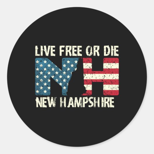 New Hampshire Patriotic Live Free or Die Product Ronde Sticker (Voorkant)