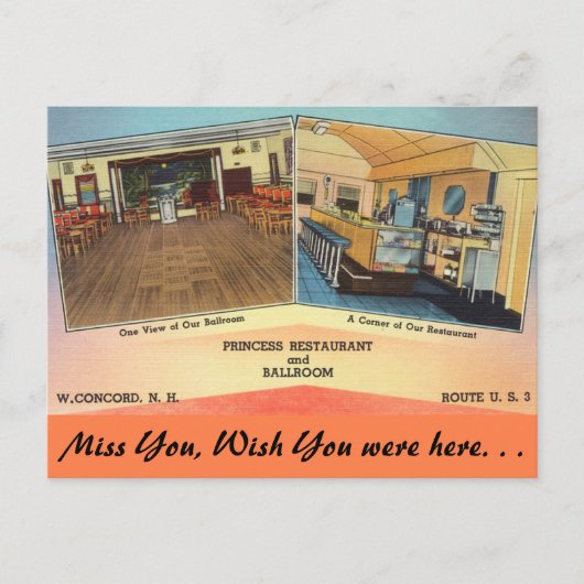 New Hampshire, Princess Restaurant, Concord Briefkaart (Voorkant)