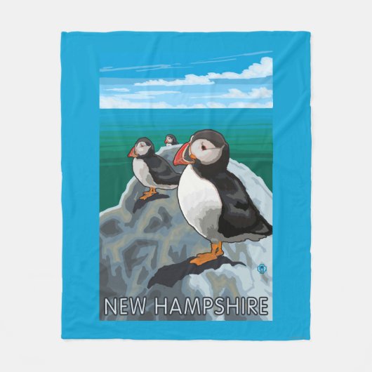 New Hampshire Puffins Scene Fleece Deken (Voorkant)